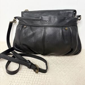 American Leather Co Black Saratoga Crossbody Bag Small Convertible Clutch